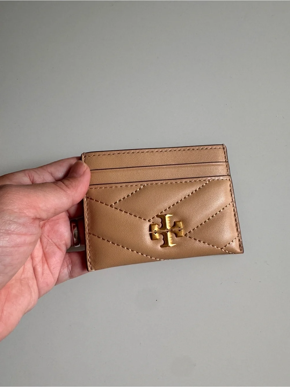 Tory Burch Kira Quilted Leather Card Holder with Gold Logo